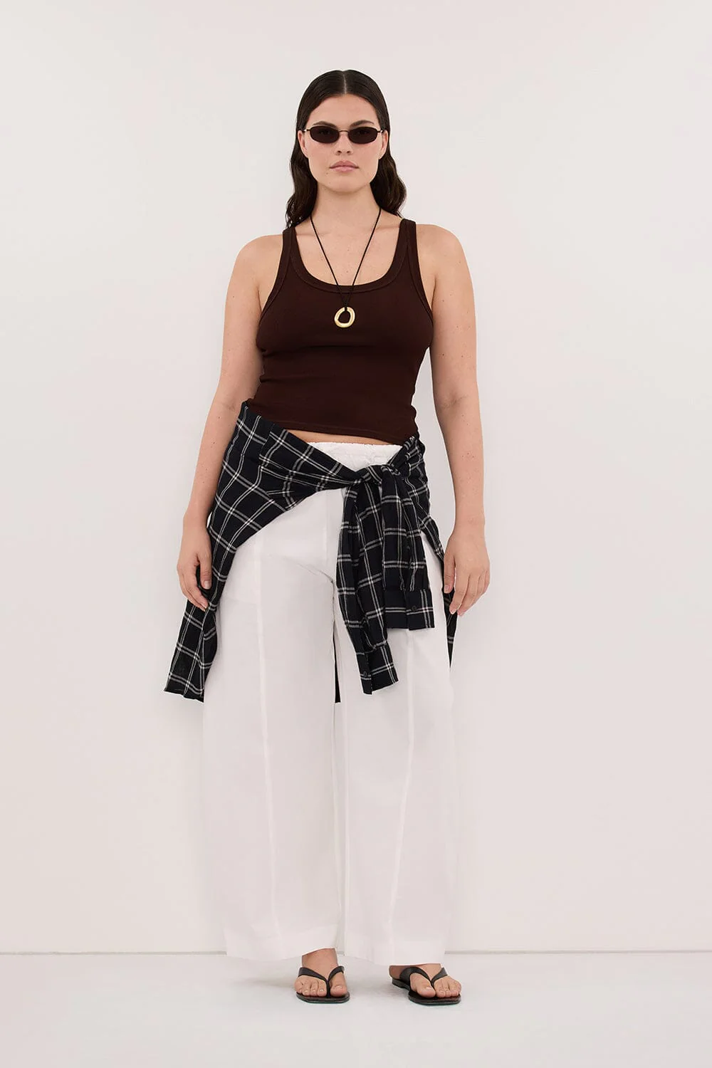 PHOEBE BURNT CHOC SCOOP NECK TANK TOP - Image 6