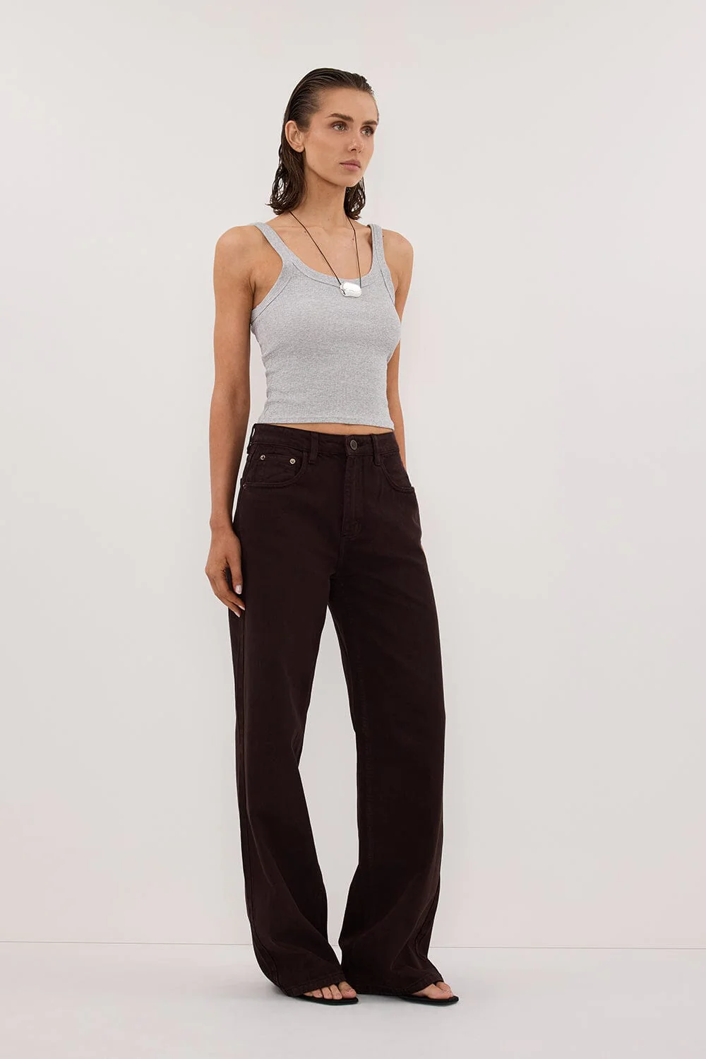 PHOEBE SILVER MARLE SCOOP NECK TANK TOP - Image 3