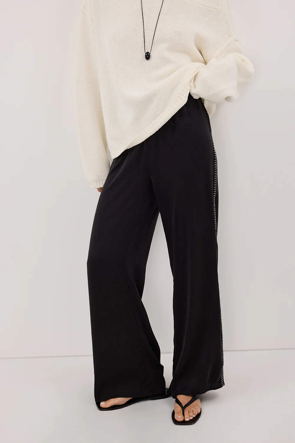PIPER BLACK SILK STITCH DETAIL PANT - Image 2