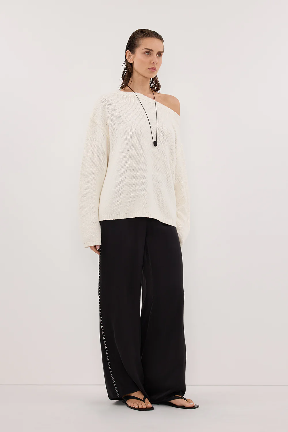 PIPER BLACK SILK STITCH DETAIL PANT - Image 3