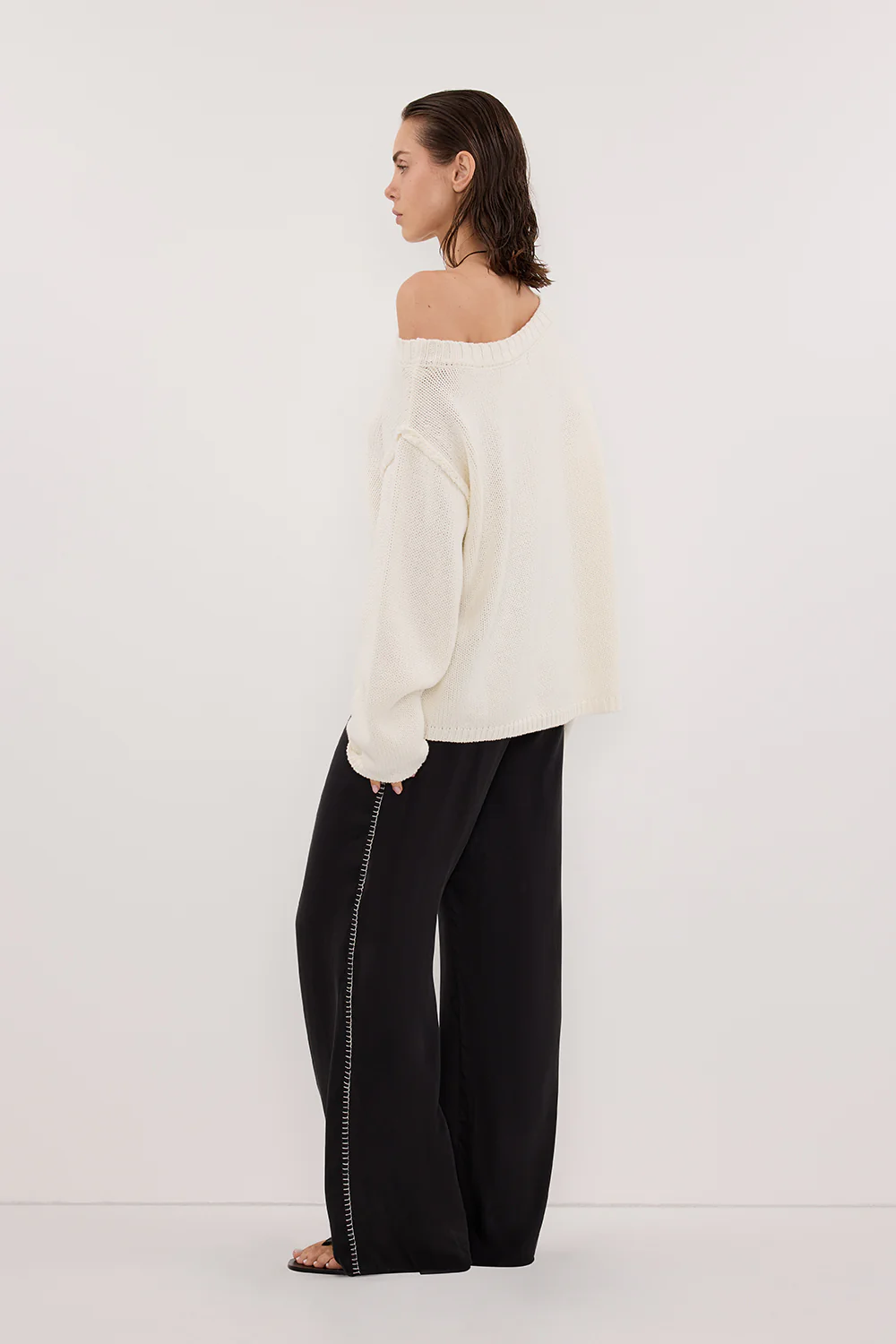 PIPER BLACK SILK STITCH DETAIL PANT - Image 4