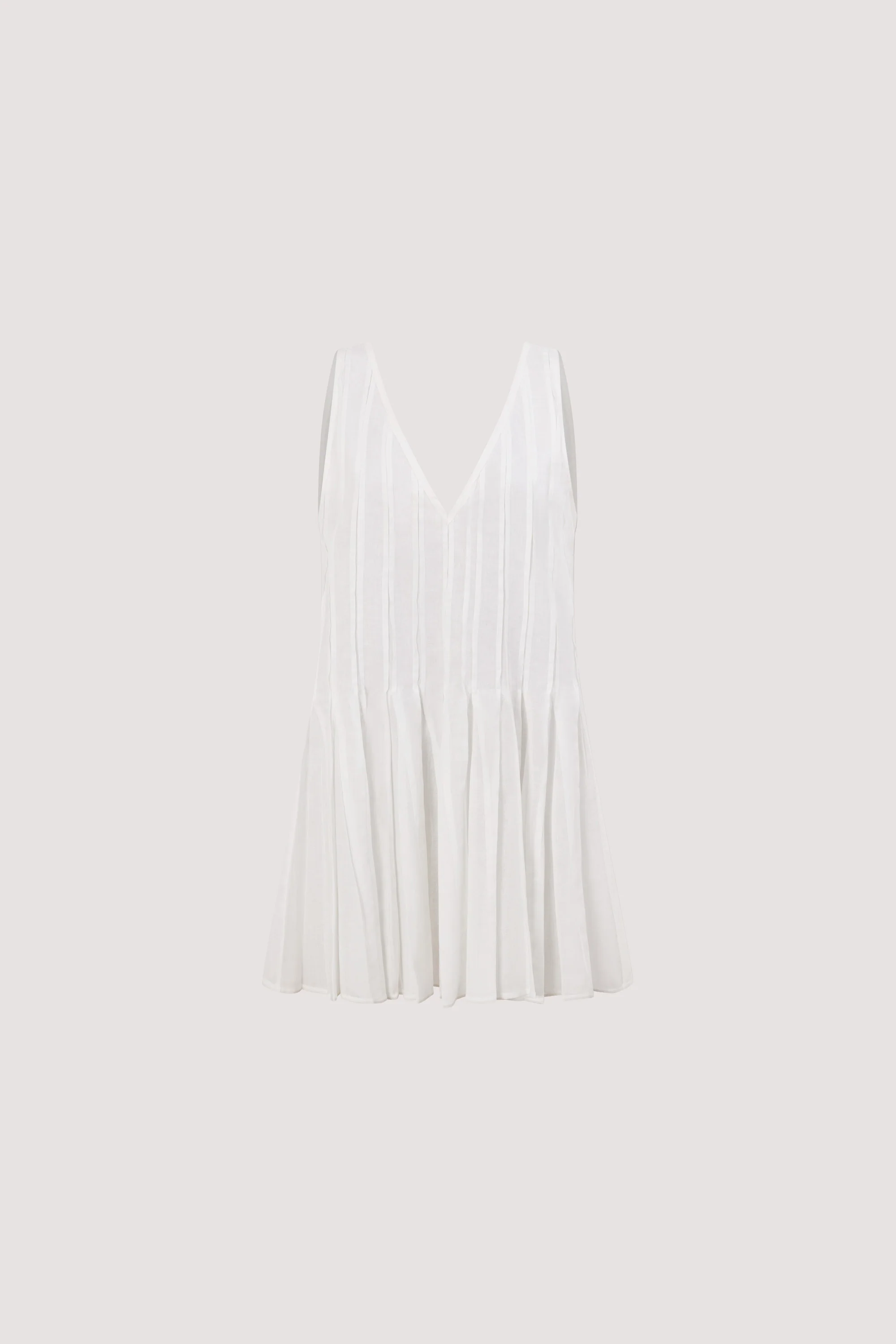 PIXIE WHITE LINEN MINI GODET DRESS - Image 6