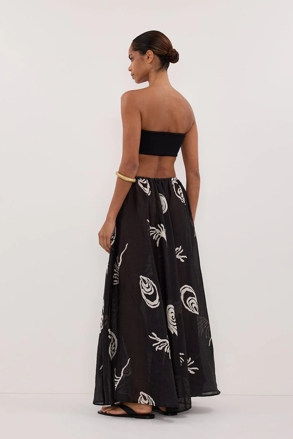 POSITANO BLACK RAMIE MIDI SKIRT - Image 4