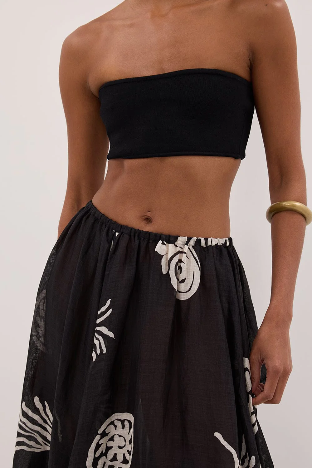POSITANO BLACK RAMIE MIDI SKIRT - Image 5
