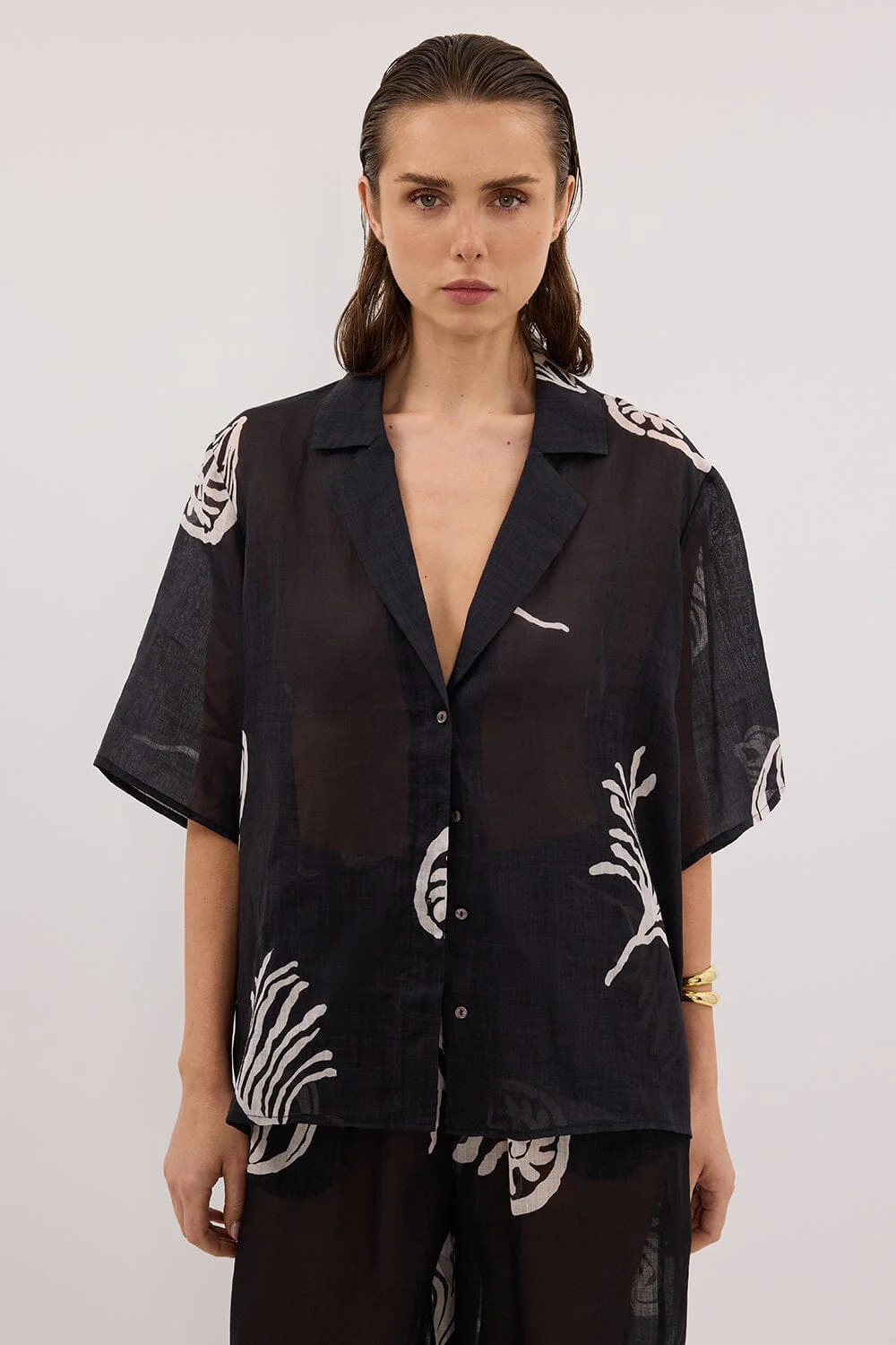 POSITANO BLACK RAMIE SHIRT - Image 2