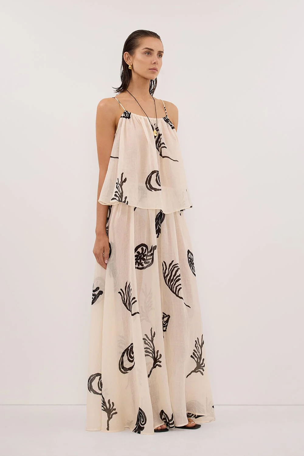 POSITANO SANDSTONE RAMIE MIDI SKIRT - Image 3