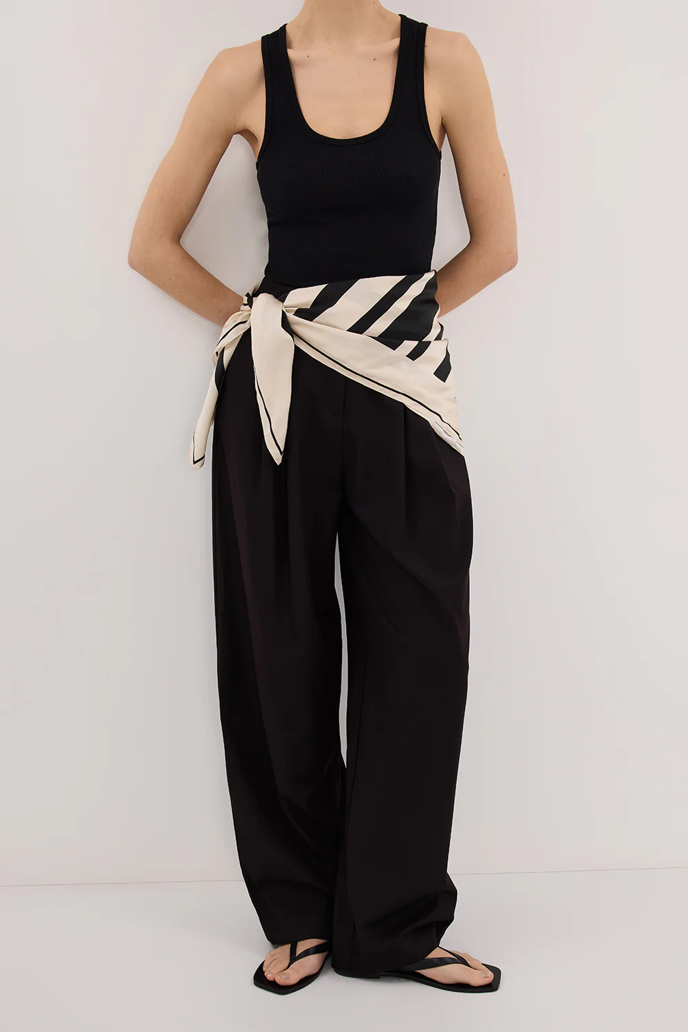 RAE BLACK STRIPE SILK SCARF TOP - Image 3