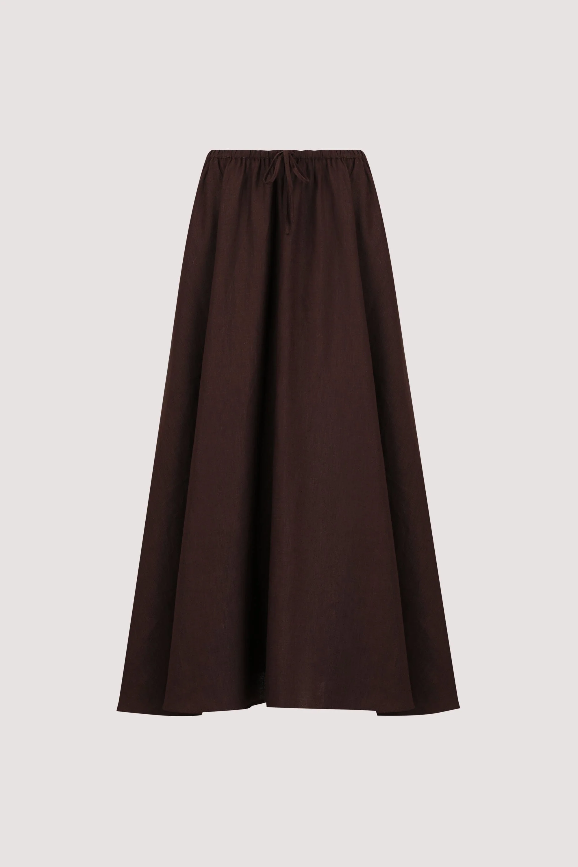RAVELLO BURNT CHOC LINEN MIDI SKIRT - Image 8