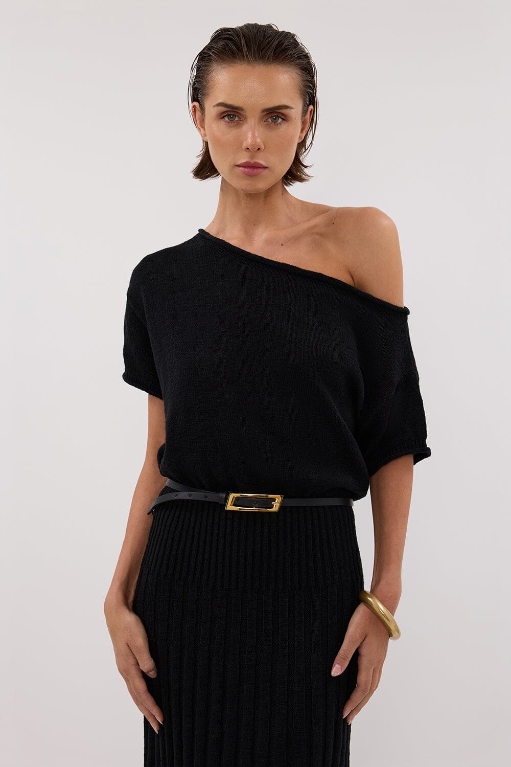RICK BLACK ASYM KNIT MIDI DRESS - Image 2