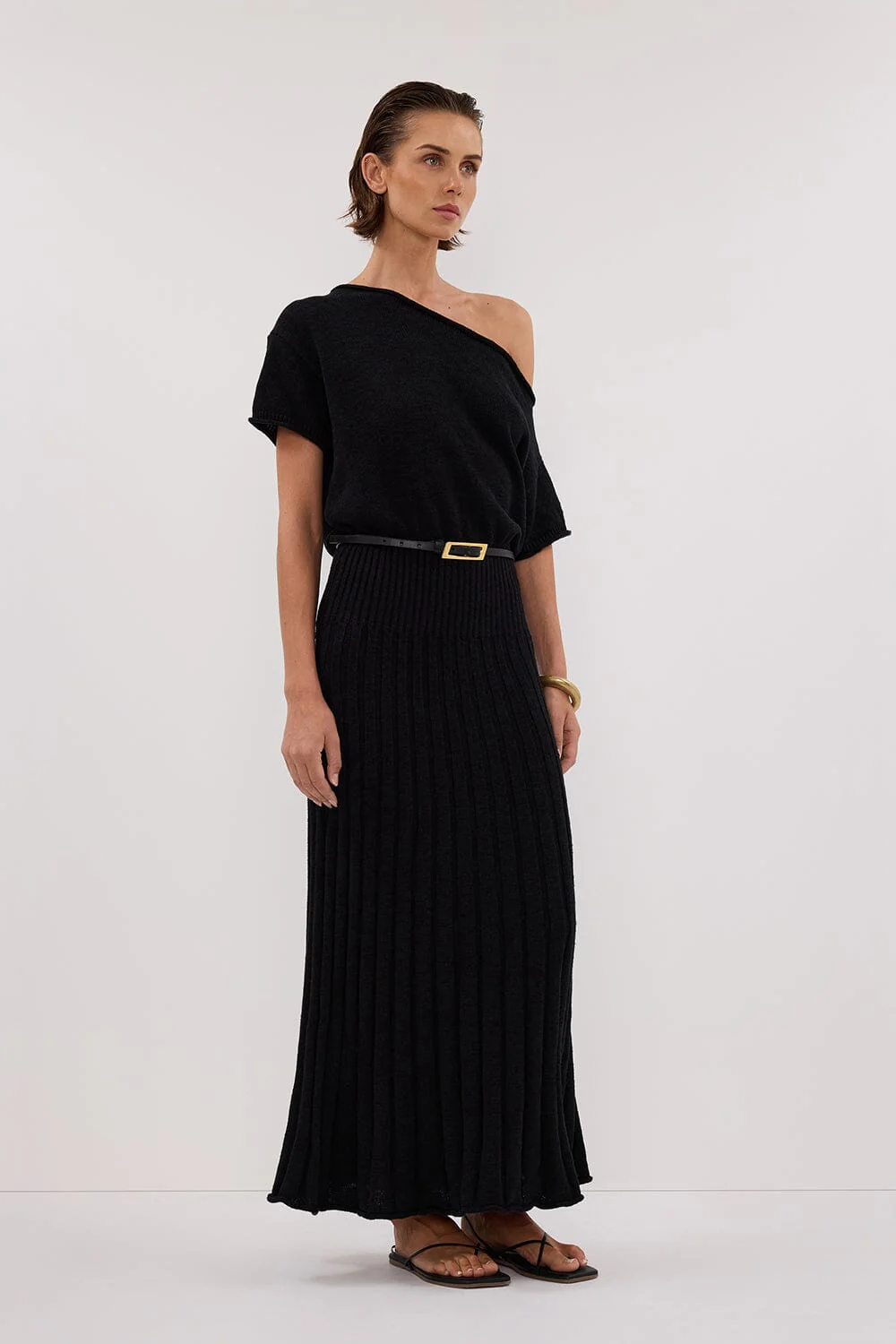RICK BLACK ASYM KNIT MIDI DRESS - Image 3