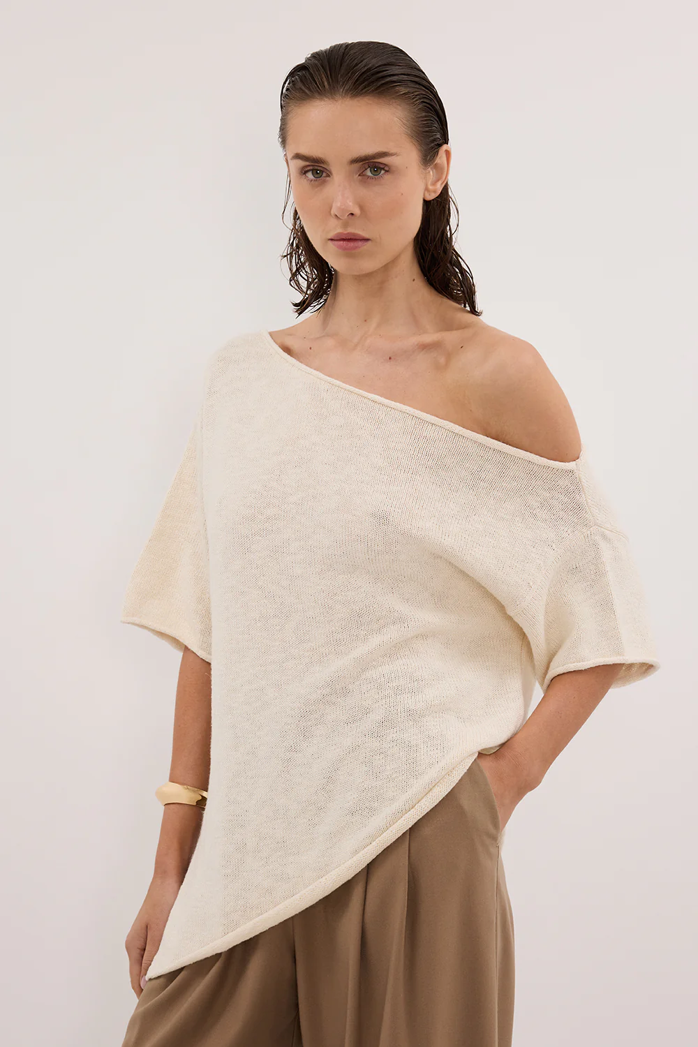 RICK CREAM ASYM KNIT TOP - Image 2