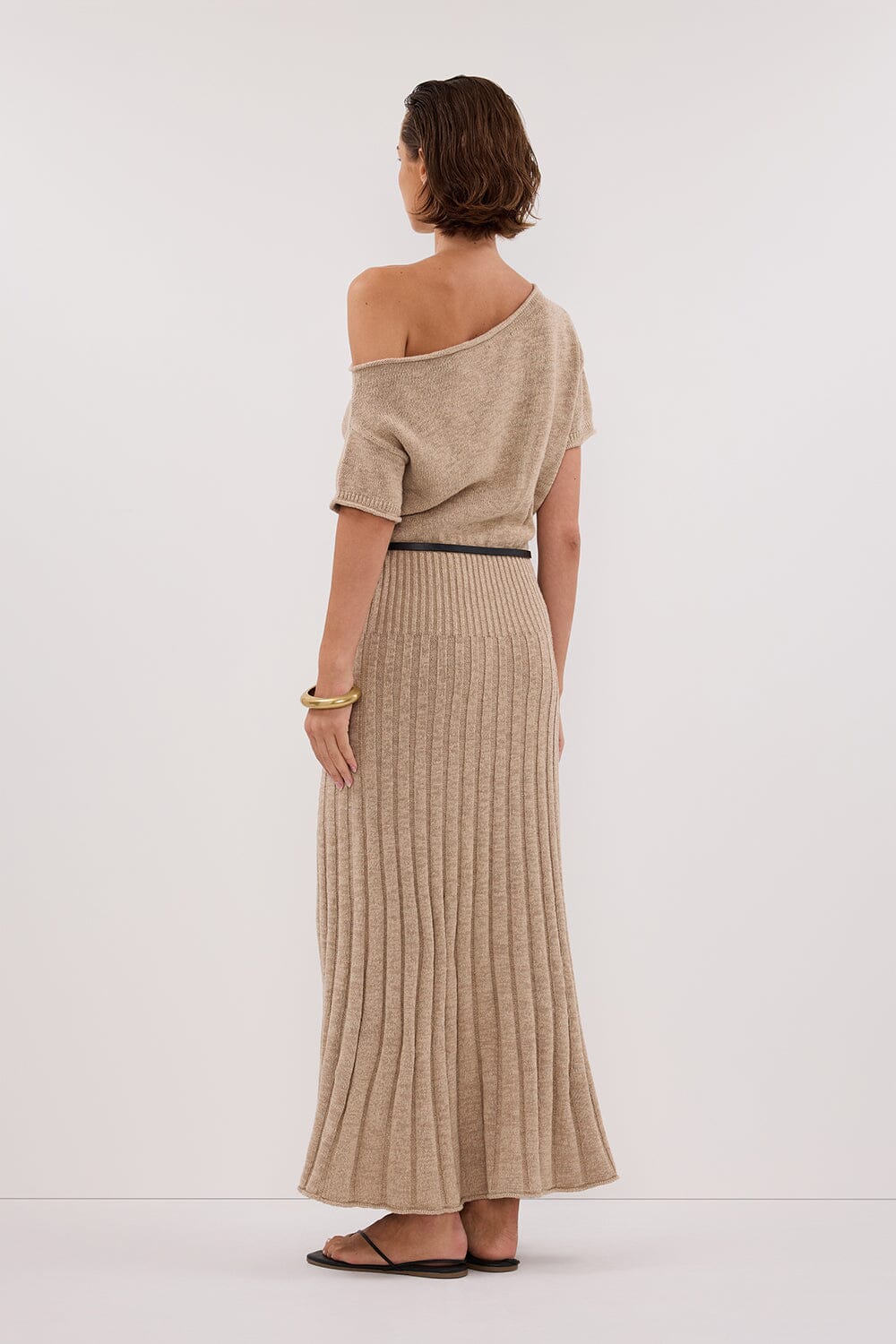 RICK NATURAL ASYM KNIT MIDI DRESS - Image 5