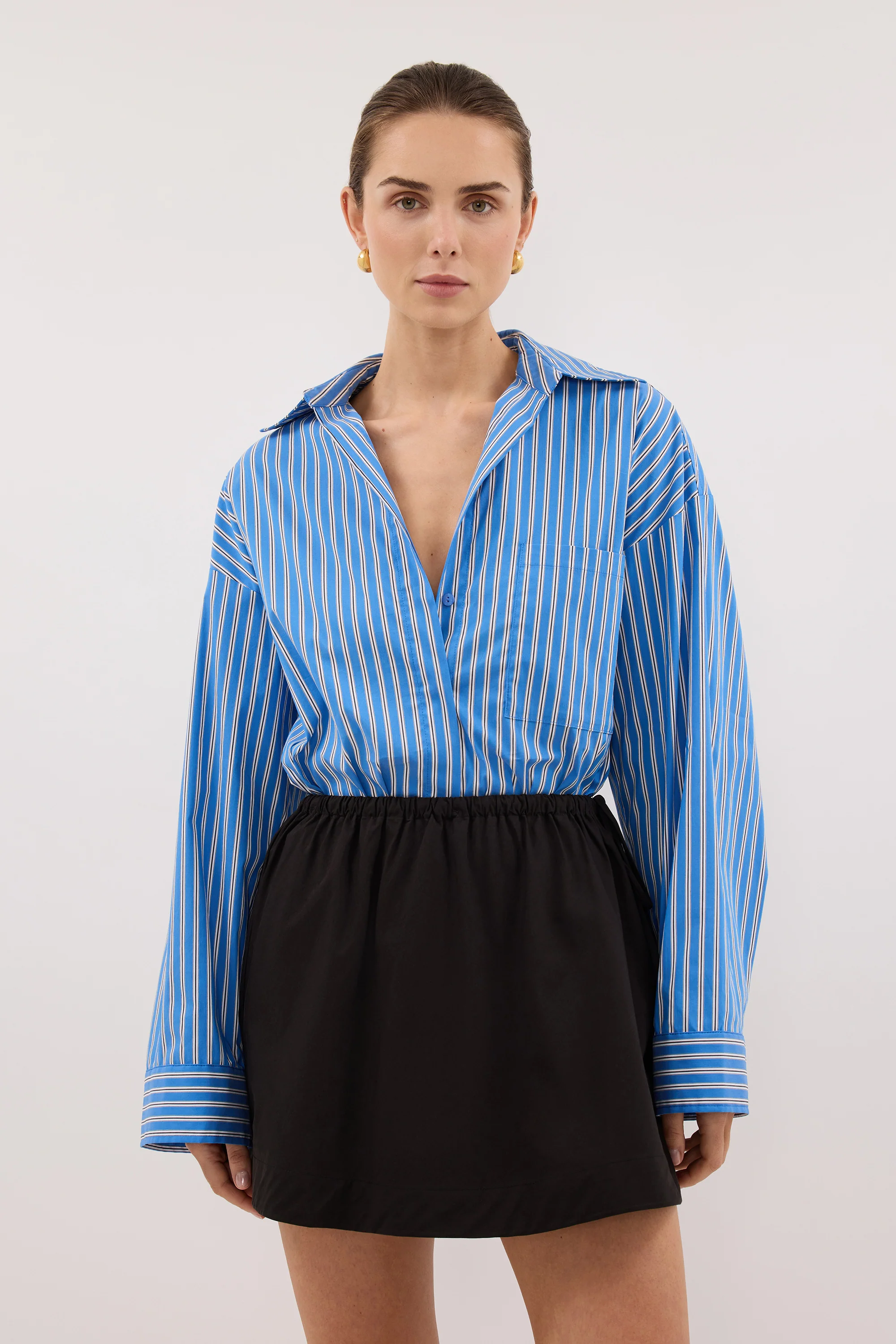 ROMI BLACK COTTON MINI SKIRT - Image 2