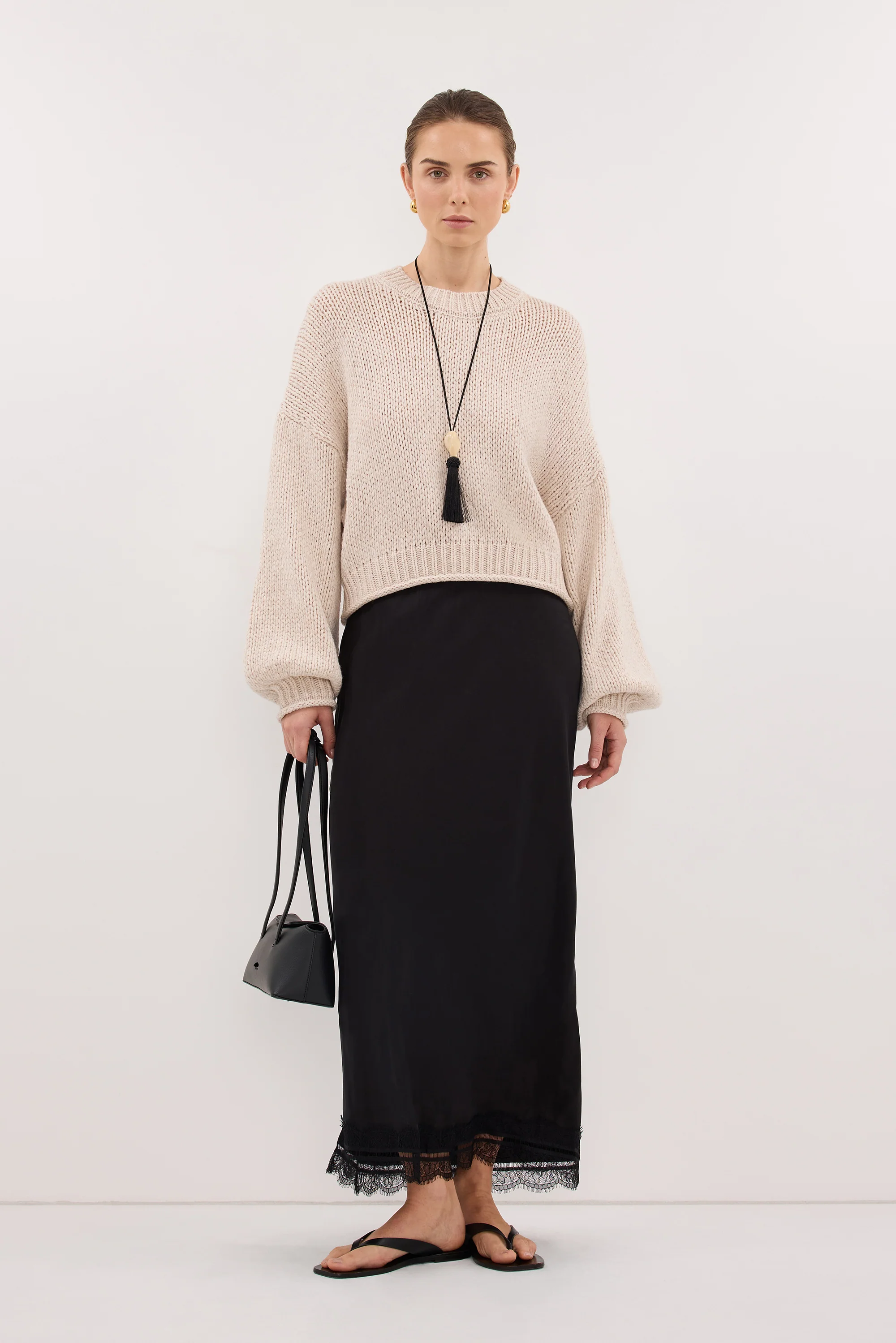 ROSA CHALK CROPPED KNIT JUMPER - Image 6
