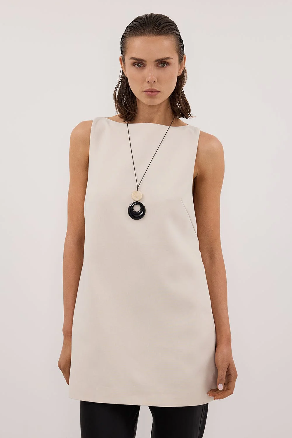 ROWIE BONE SLEEVELESS BOAT NECK TUNIC TOP - Image 2