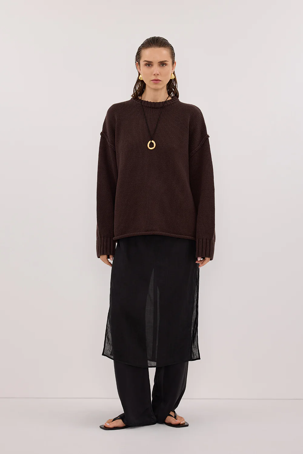 ROY CHOC OVERSIZED LONGLINE KNIT JUMPER - Image 2