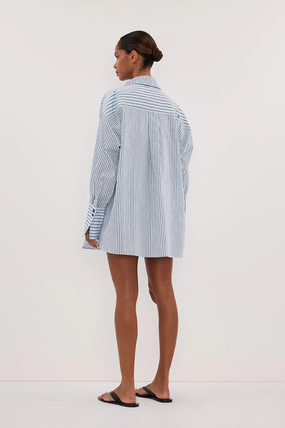 SABLE ICE BLUE OVERSIZED SILK BLEND SHIRT - Image 3