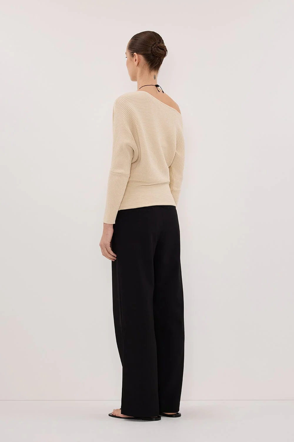 SAGE NATURAL LONG SLEEVE BOAT NECK KNIT TOP - Image 4