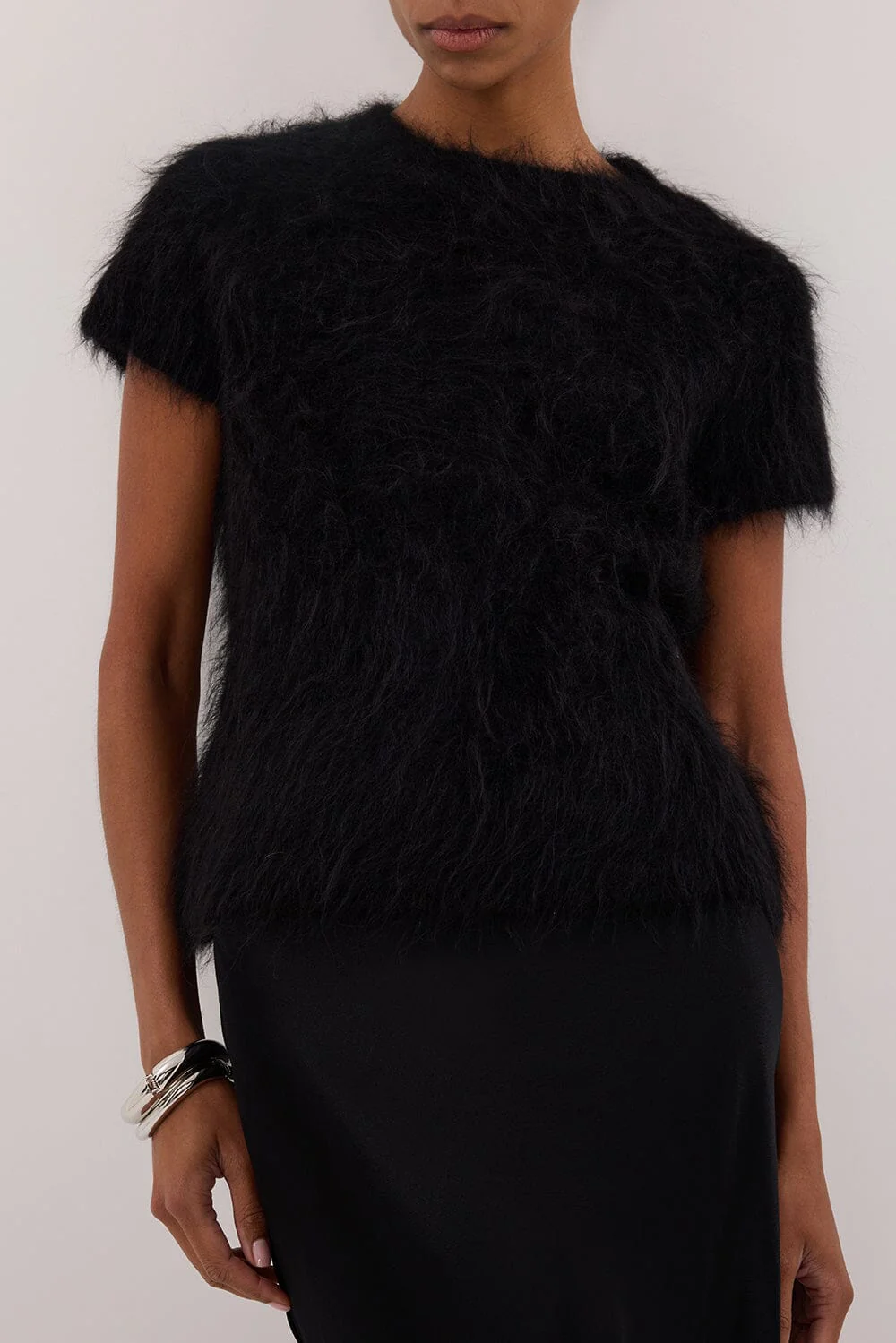 SALMA BLACK CAP SLEEVE KNIT TOP - Image 5