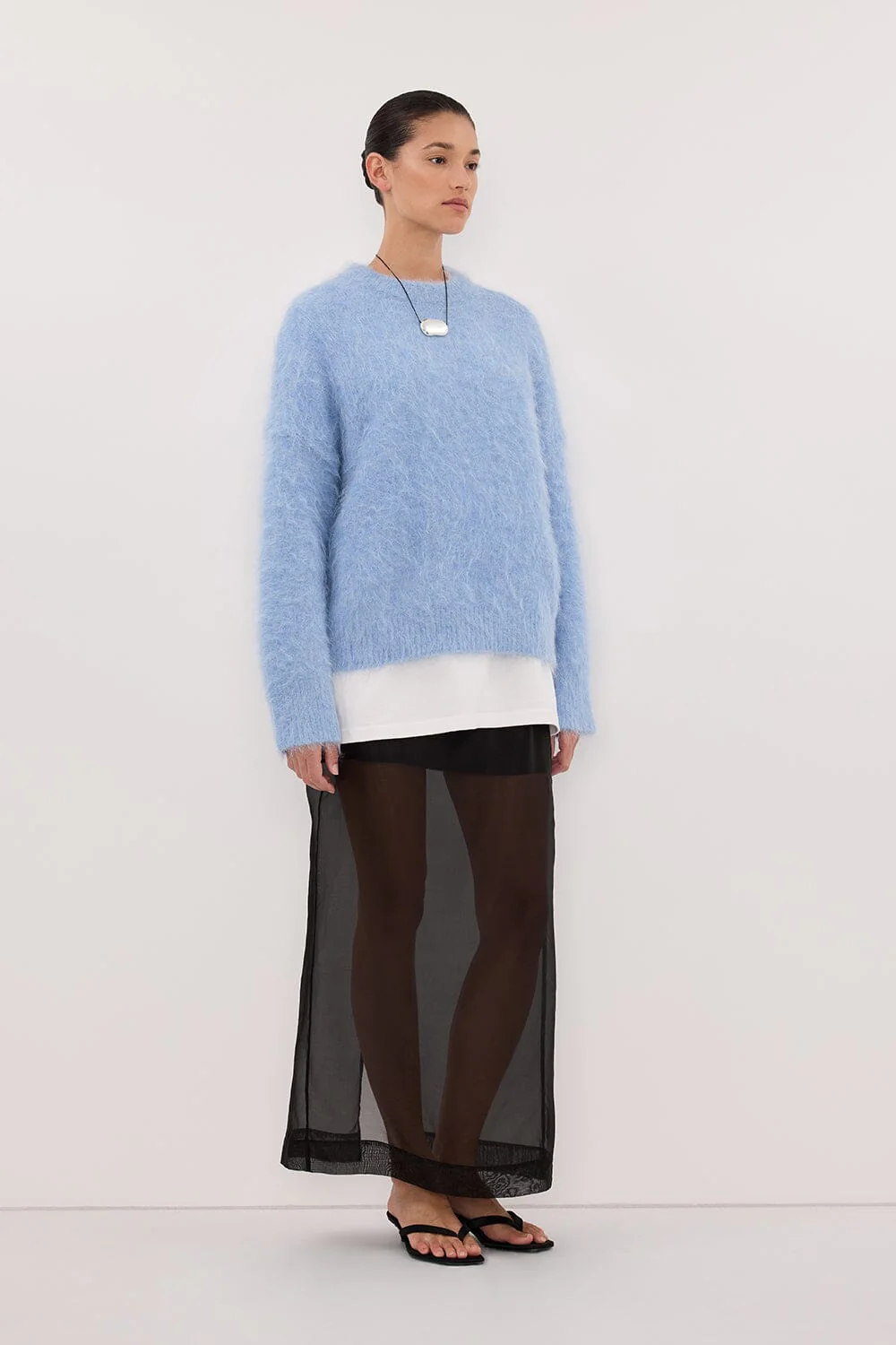 SALMA DUSTY BLUE CREW NECK KNIT JUMPER - Image 4