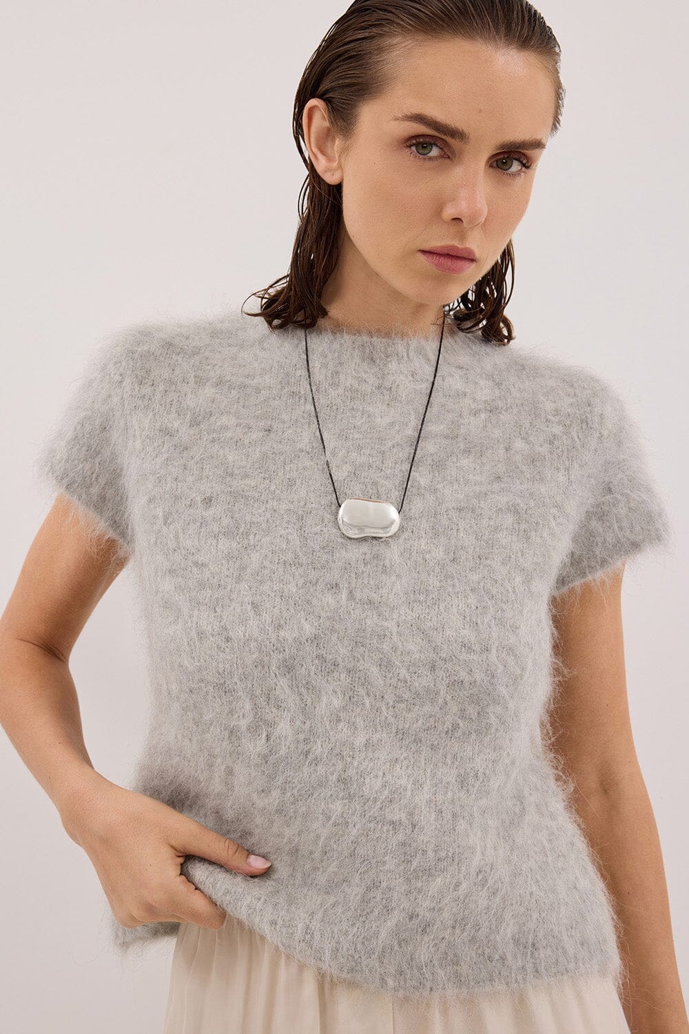 SALMA SILVER CAP SLEEVE KNIT TOP - Image 5