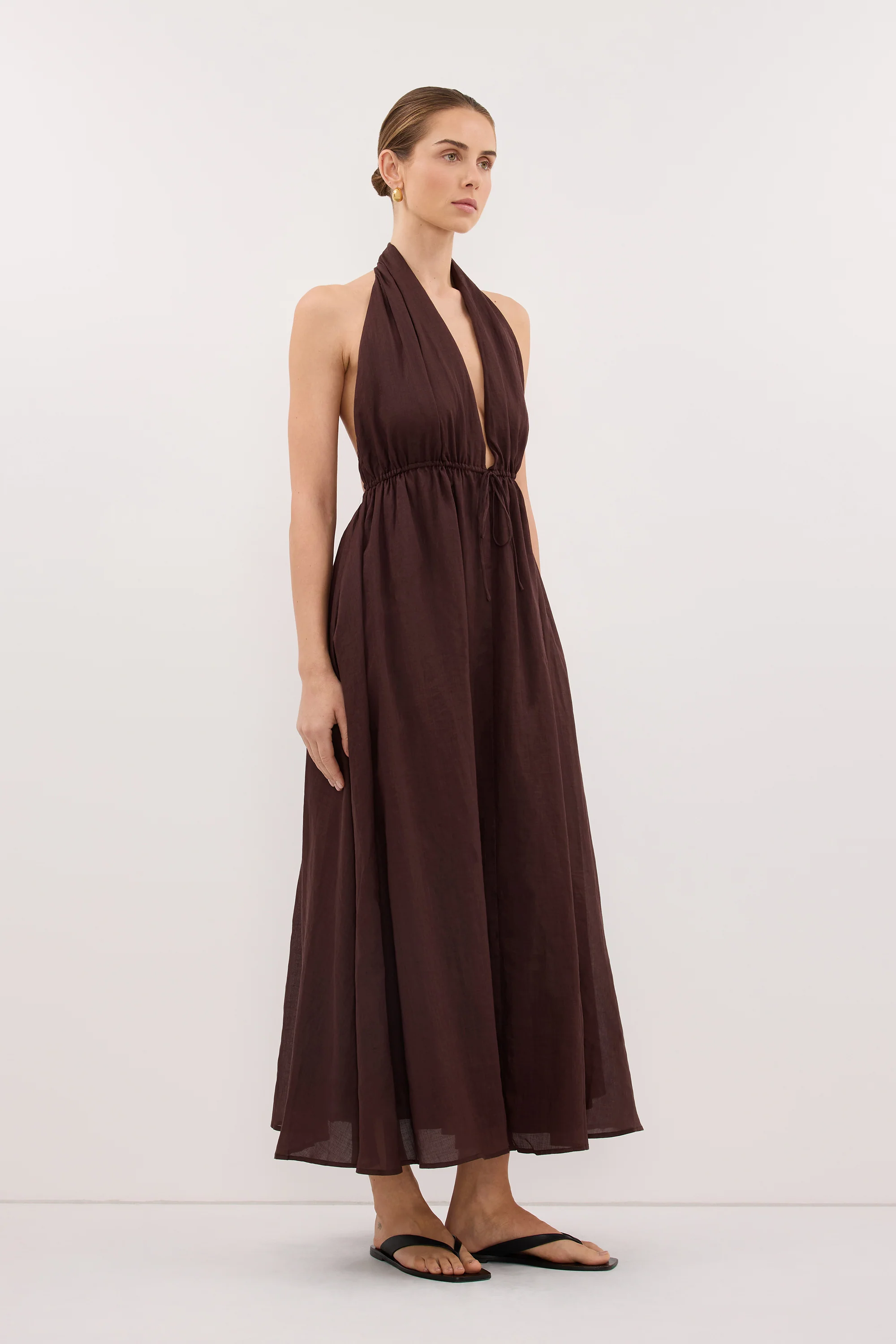 SAMMI BURNT CHOC RAMIE MIDI DRESS - Image 3