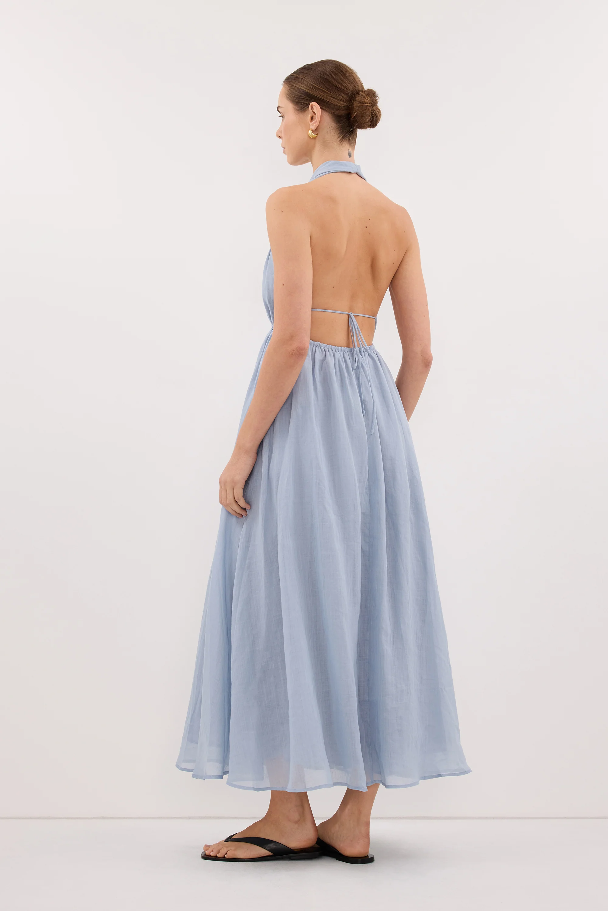 SAMMI DUSTY BLUE RAMIE MIDI DRESS - Image 3