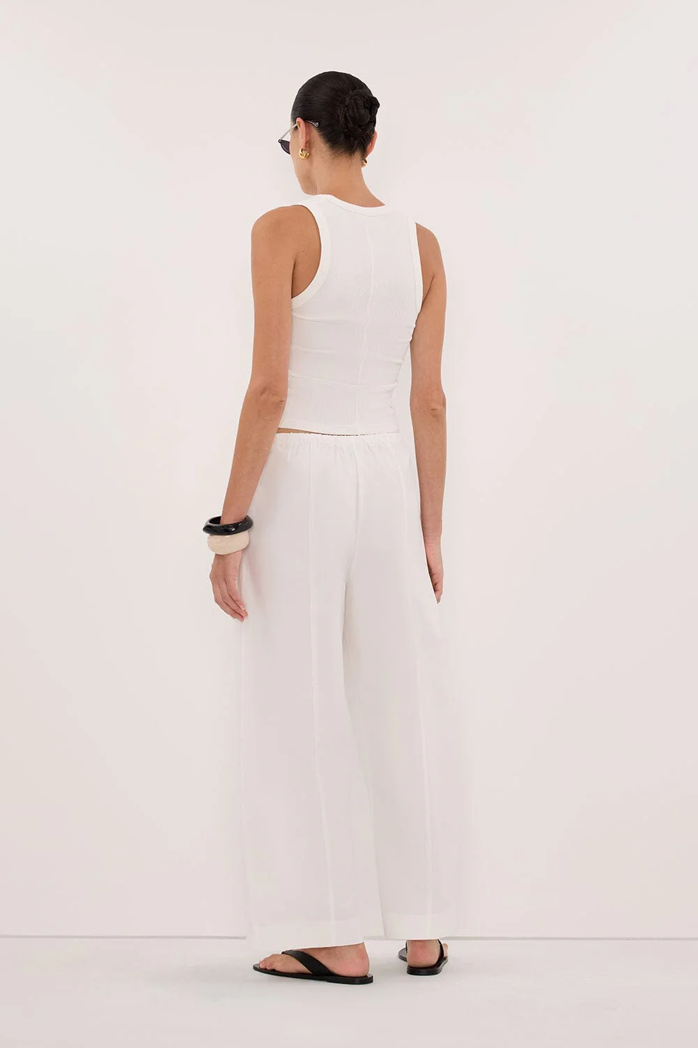 SCOUT WHITE COTTON BARREL LEG PANT - Image 5