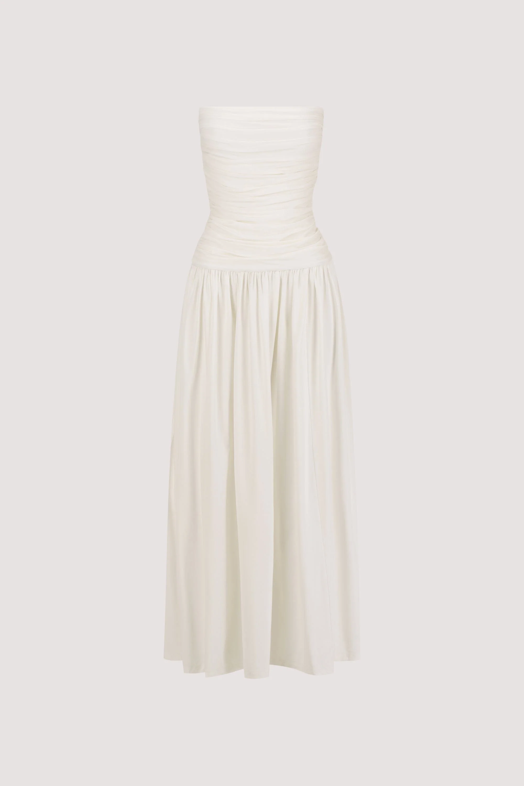 SHARI OFF WHITE STRAPLESS BANDEAU MIDI DRESS - Image 6