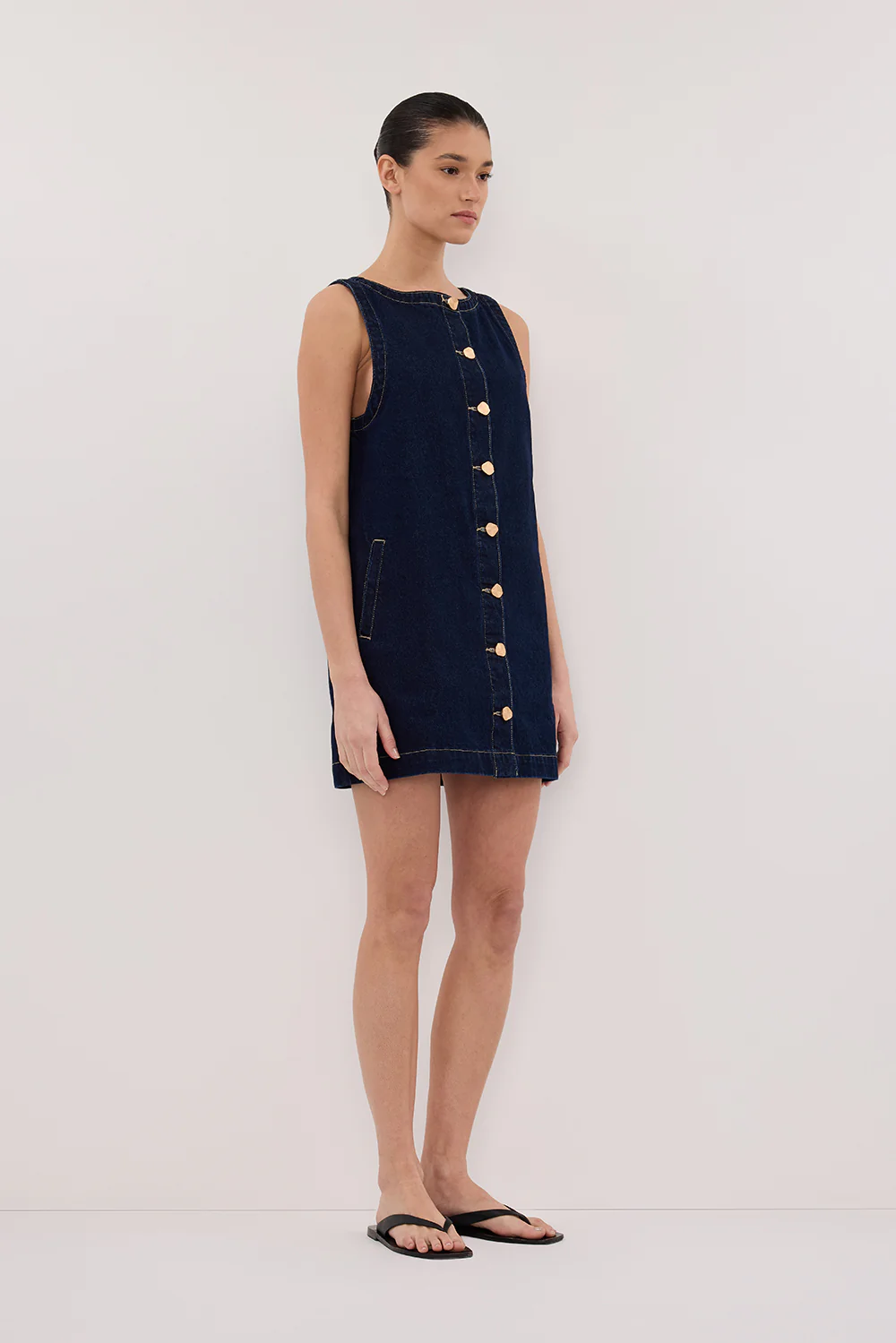 SHERI INDIGO DENIM MINI DRESS - Image 3