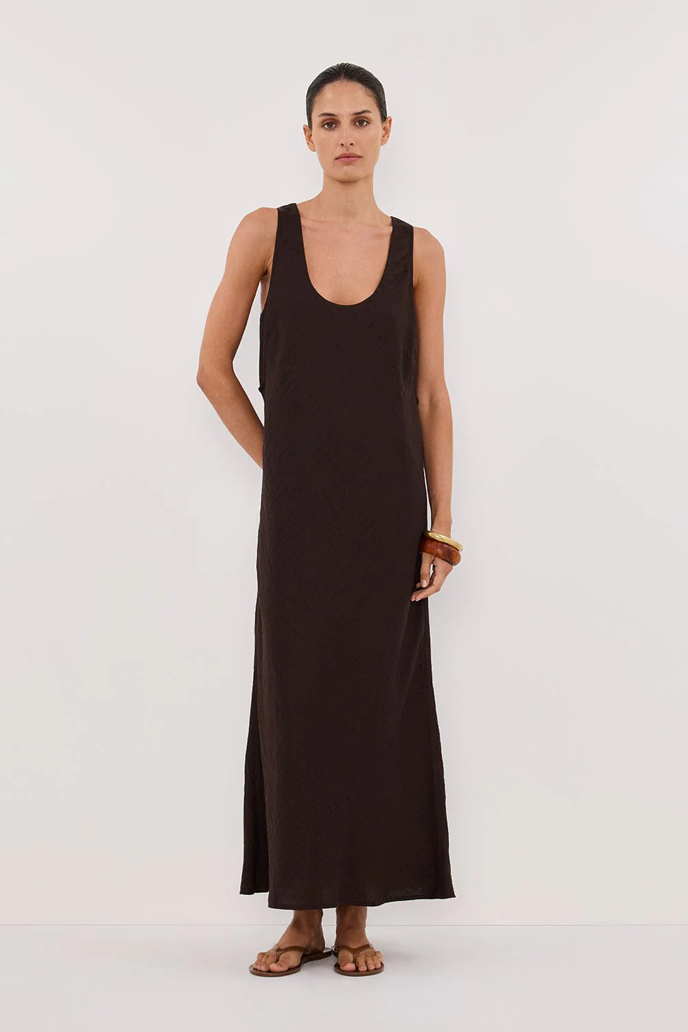 SHILOH BITTER CHOC SCOOP NECK MIDI DRESS - Image 6