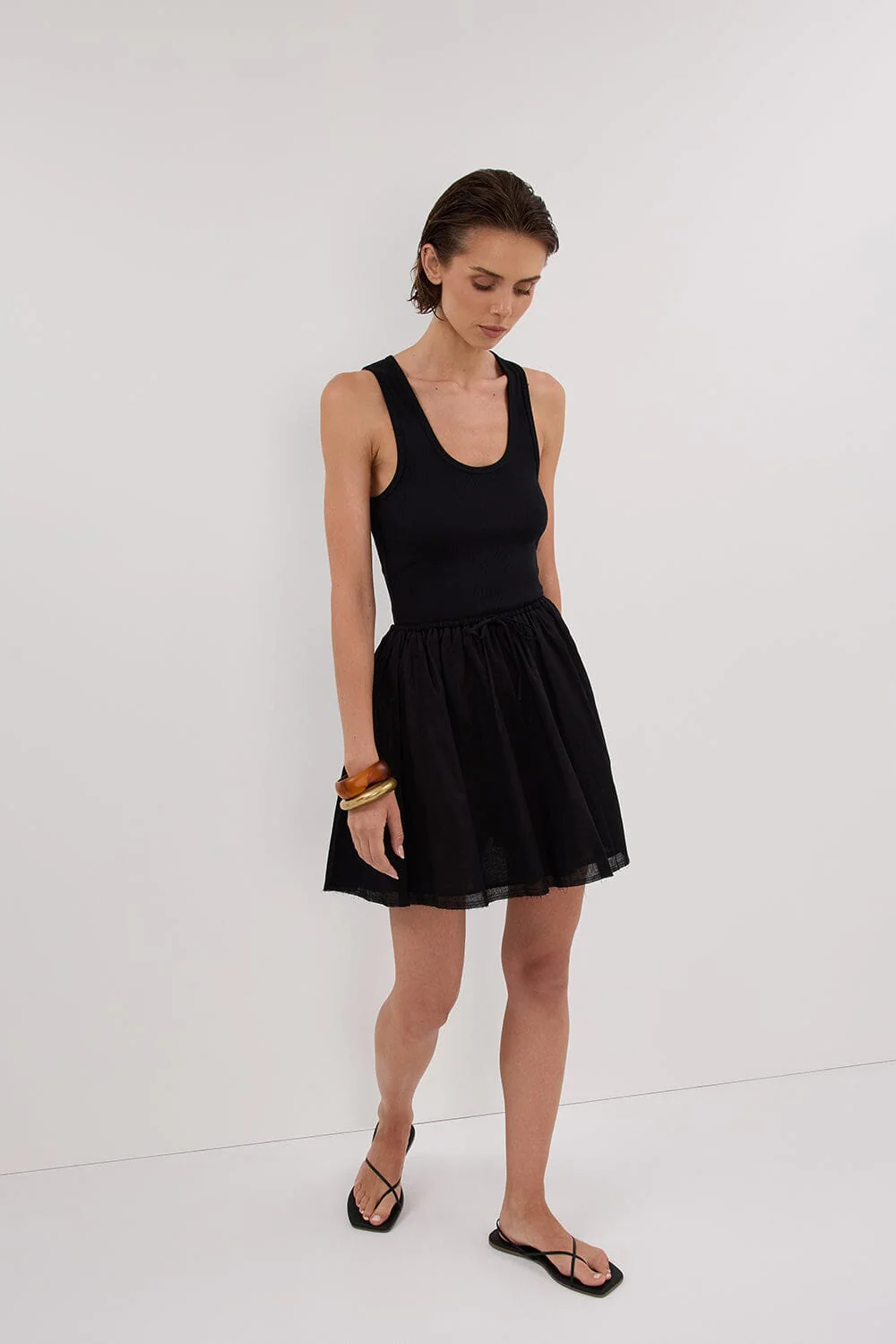SIA BLACK DRAWSTRING MINI SKIRT - Image 6