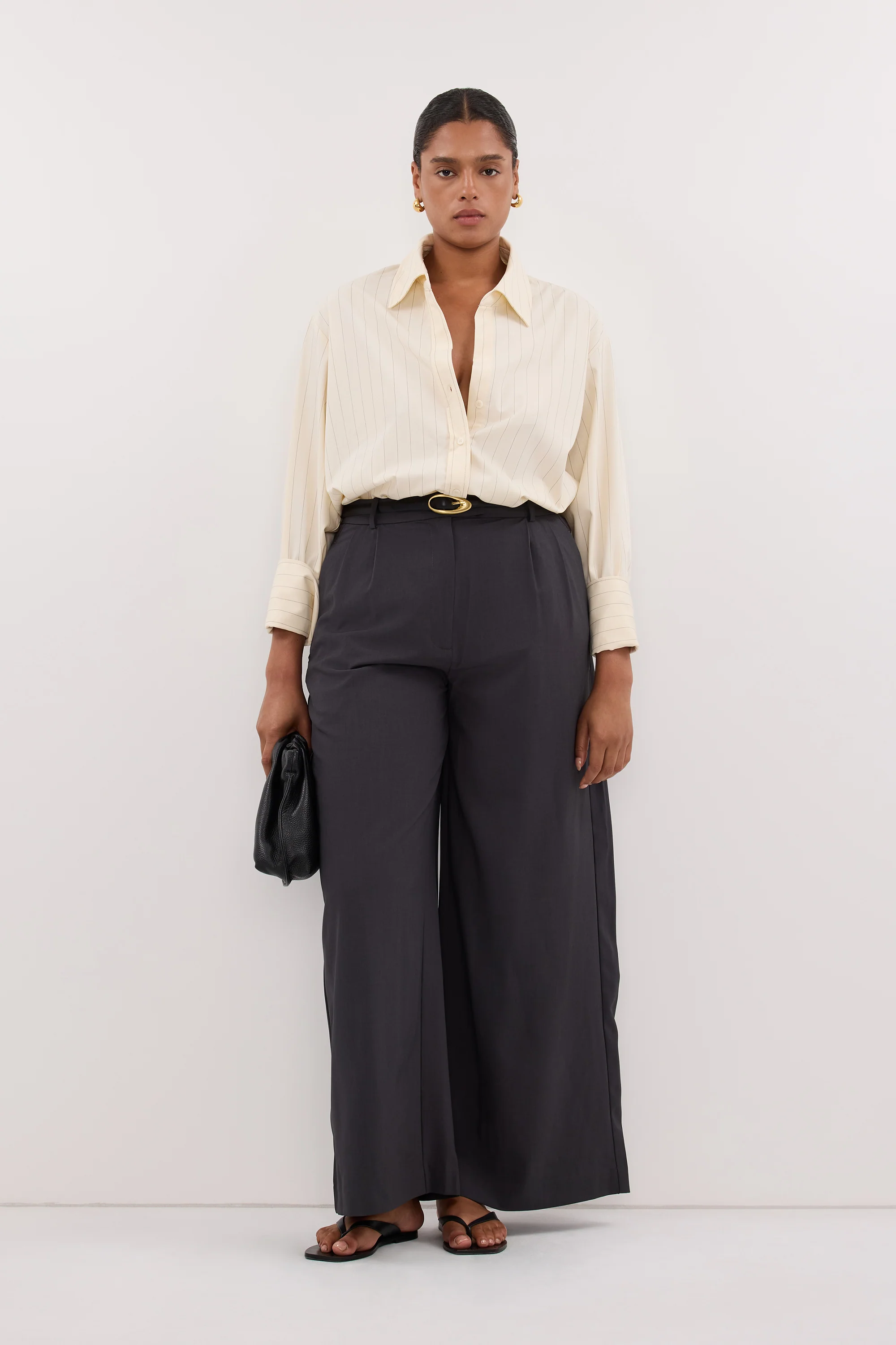SIAN CREAM PINSTRIPE LONG SLEEVE SHIRT - Image 6