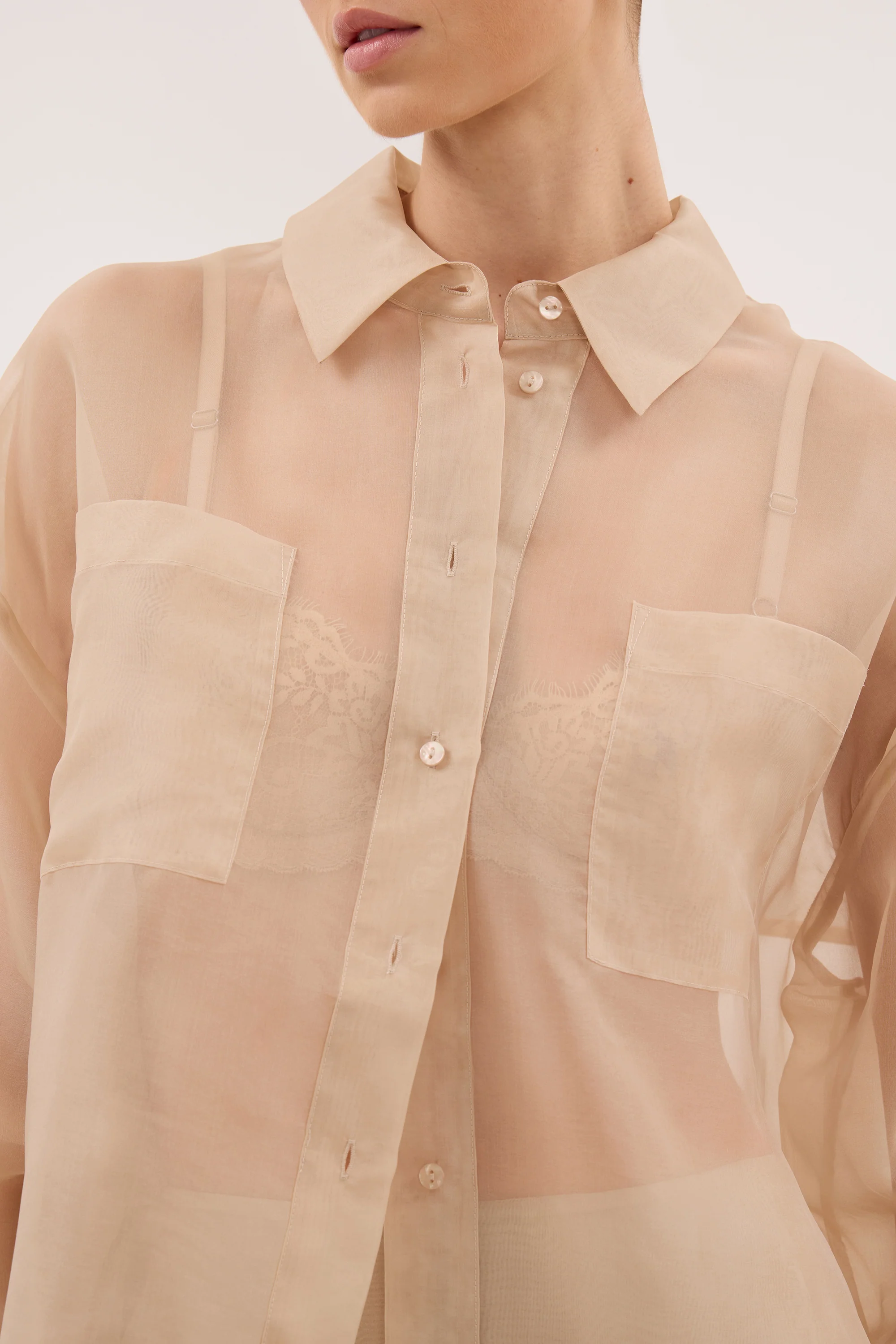 SIAN GOLD SILK ORGANZA SHIRT - Image 6