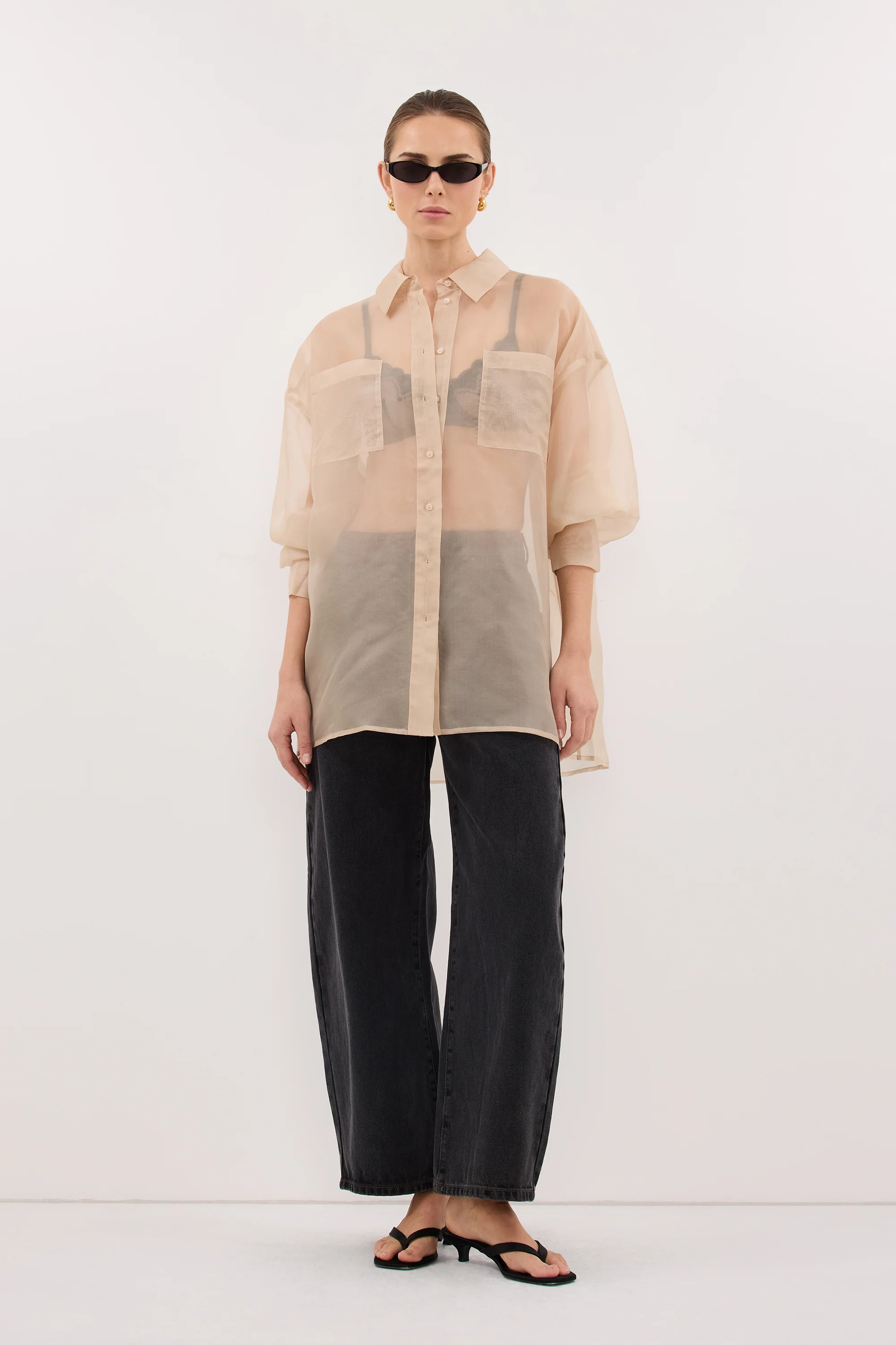 SIAN GOLD SILK ORGANZA SHIRT - Image 7