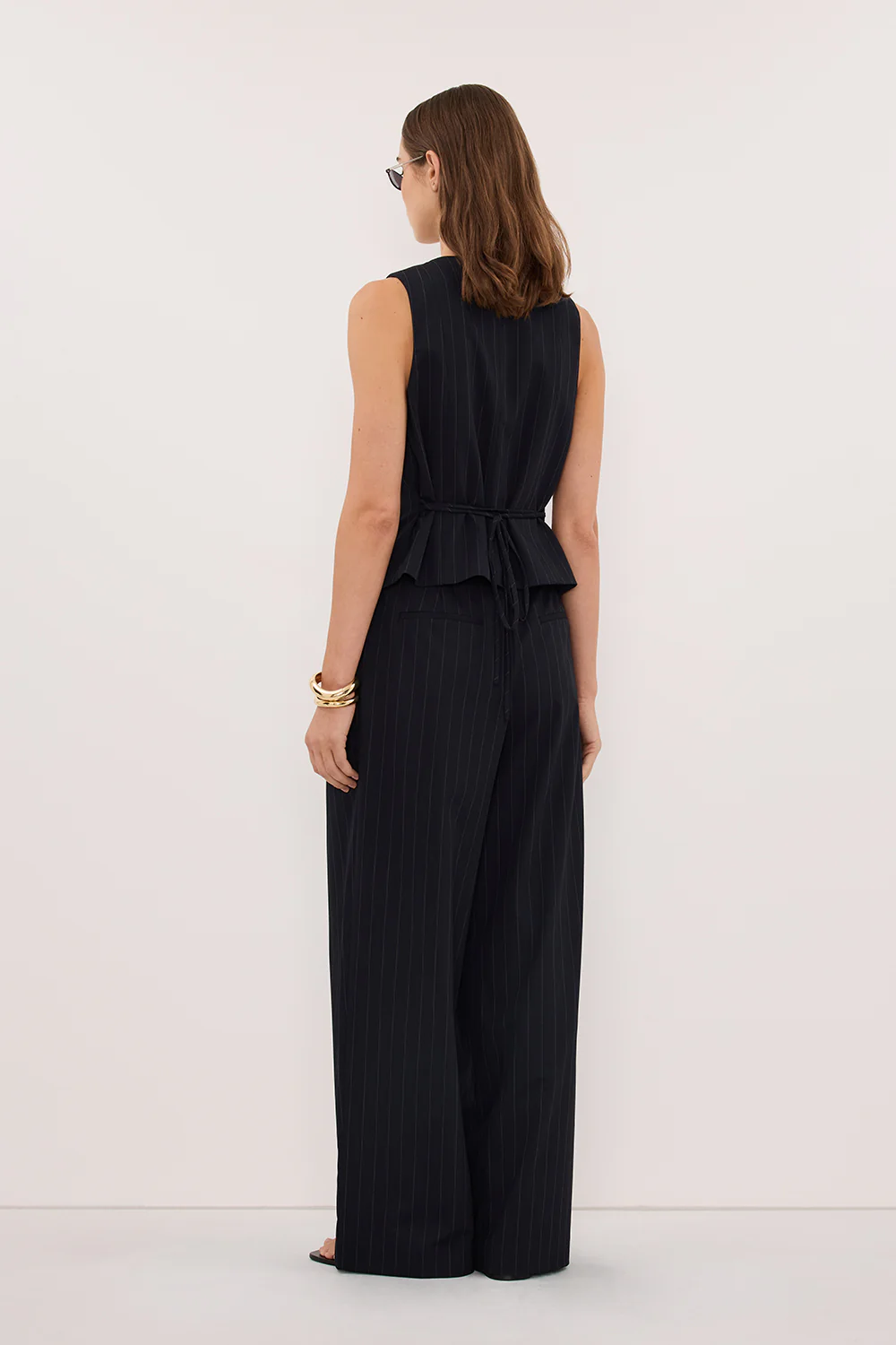 SIAN INK PINSTRIPE ASYM VEST - Image 4