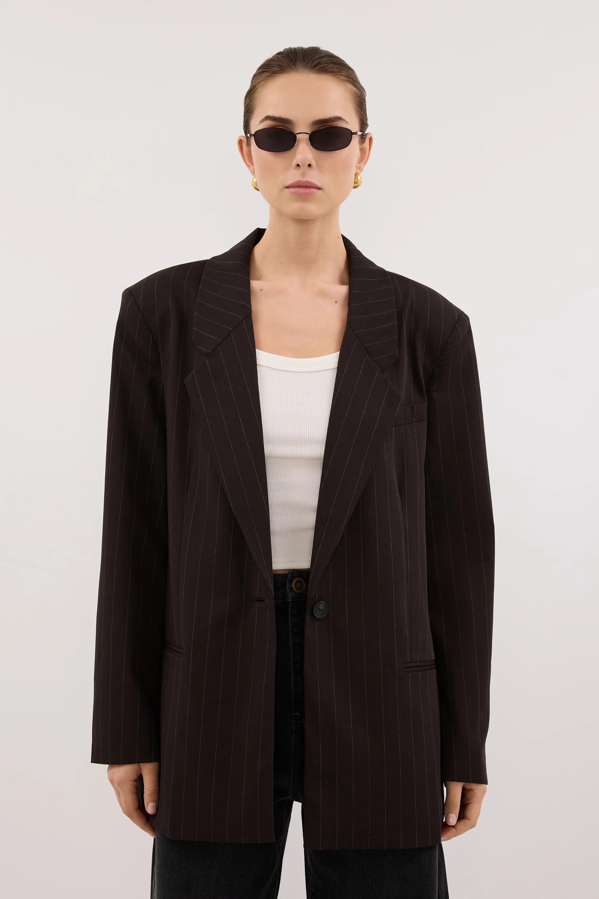 SIAN PEAT CHOC STRIPE OVERSIZED BLAZER - Image 2