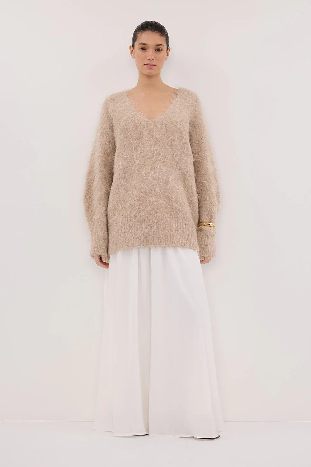 SIERRA WHITE TEXTURED MIDI SKIRT - Image 6