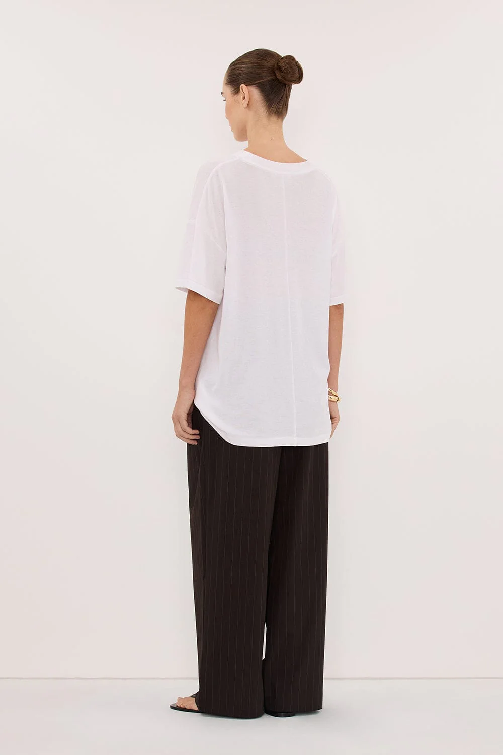 SLOANE WHITE COTTON LONGLINE TEE - Image 5