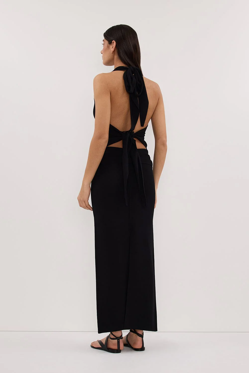 SOL BLACK SCARF HALTER KNIT TOP - Image 7