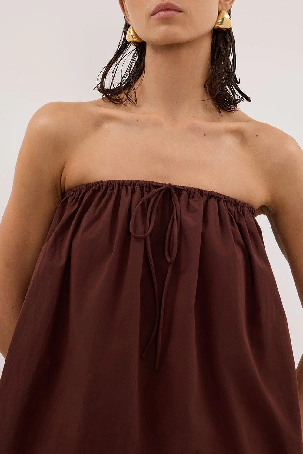 SOMMER CINNAMON STRAPLESS POPLIN TOP - Image 5