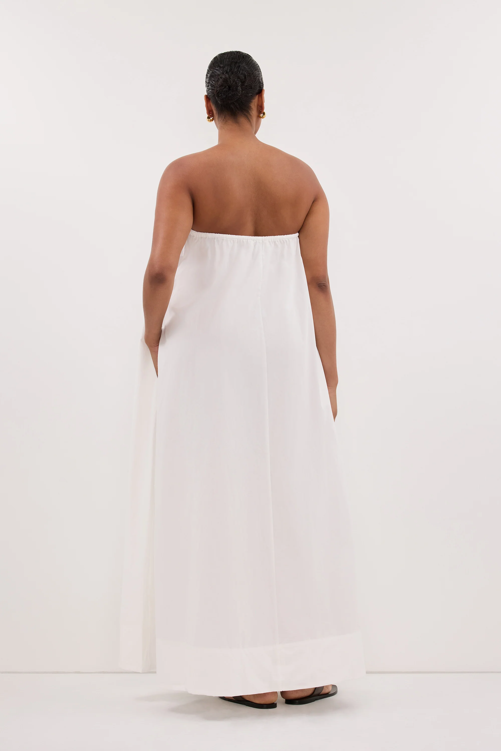 SOMMER WHITE STRAPLESS POPLIN MIDI DRESS - Image 6