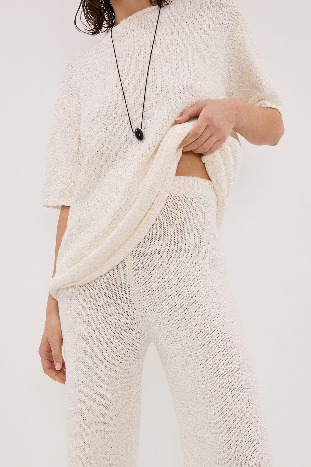 SUE OFF WHITE FRINGE KNIT PANT - Image 5