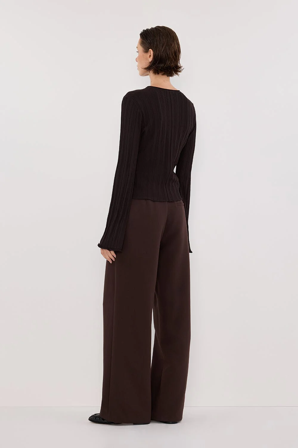 SYLVIA BITTER CHOC CREW KNIT TOP - Image 4
