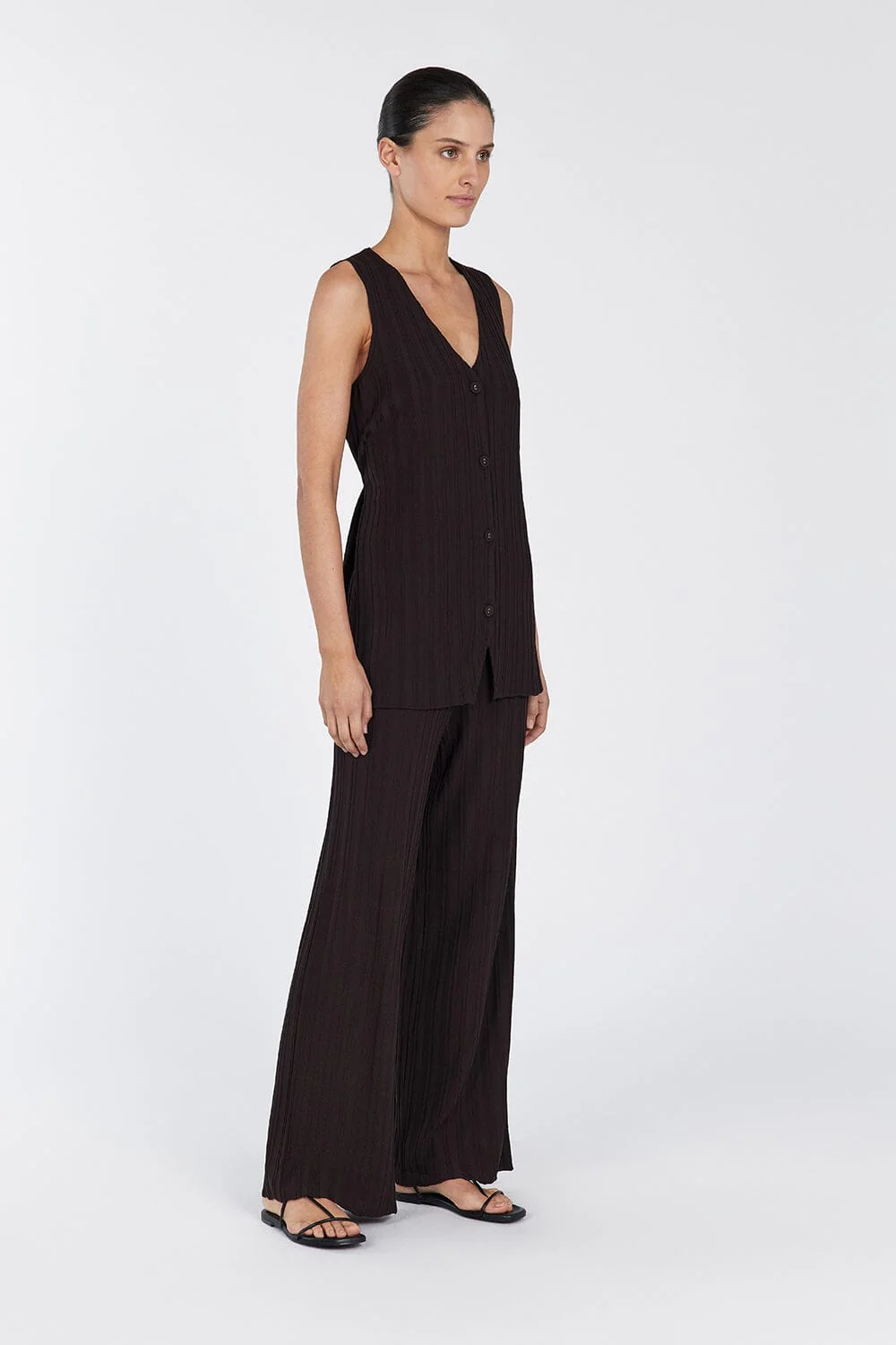 SYLVIA BITTER CHOC LONGLINE VEST - Image 3