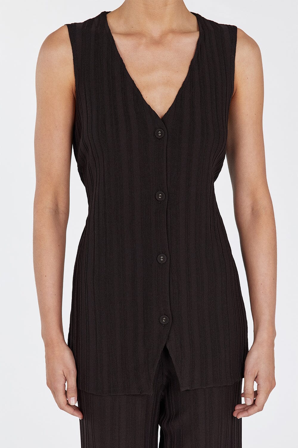 SYLVIA BITTER CHOC LONGLINE VEST - Image 5