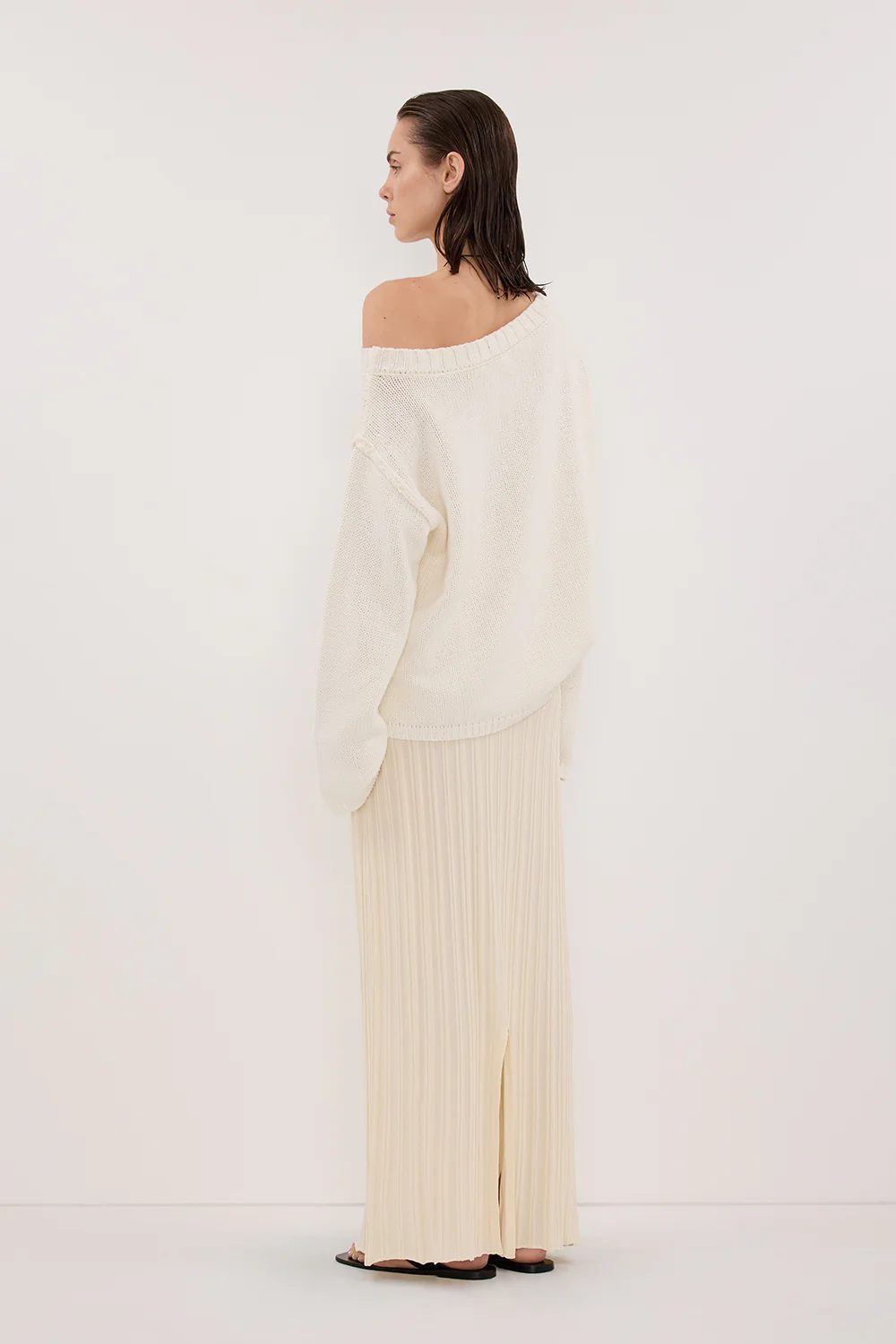 SYLVIA CREAM KNIT MIDI SKIRT - Image 4