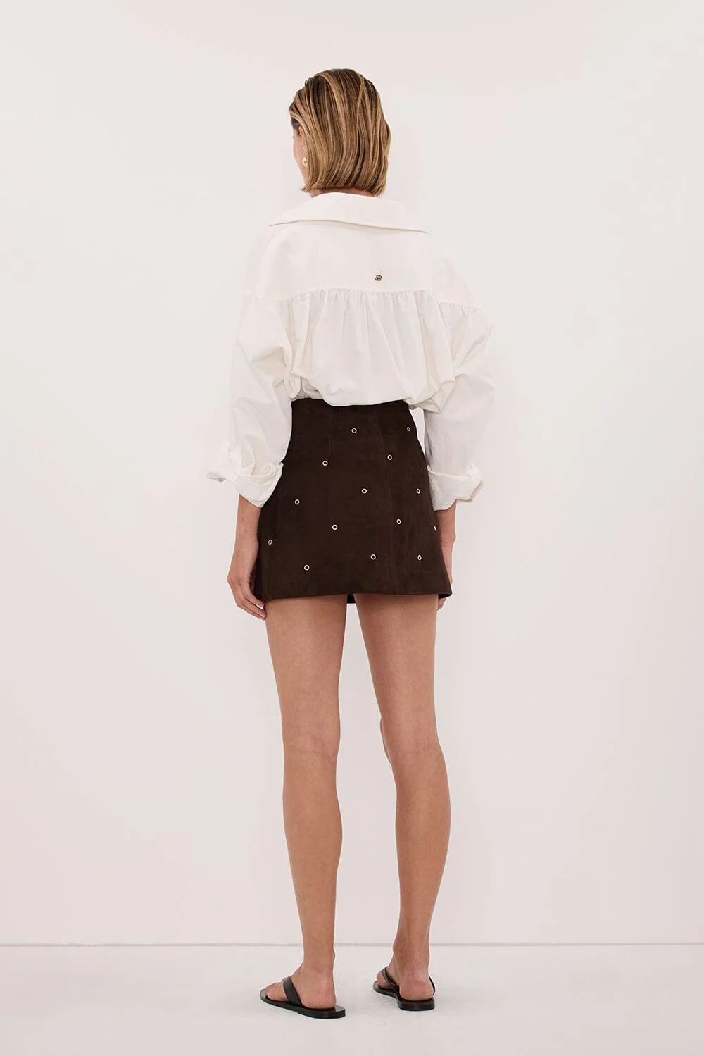 SYLVIE BITTER CHOC SUEDE MINI SKIRT - Image 4