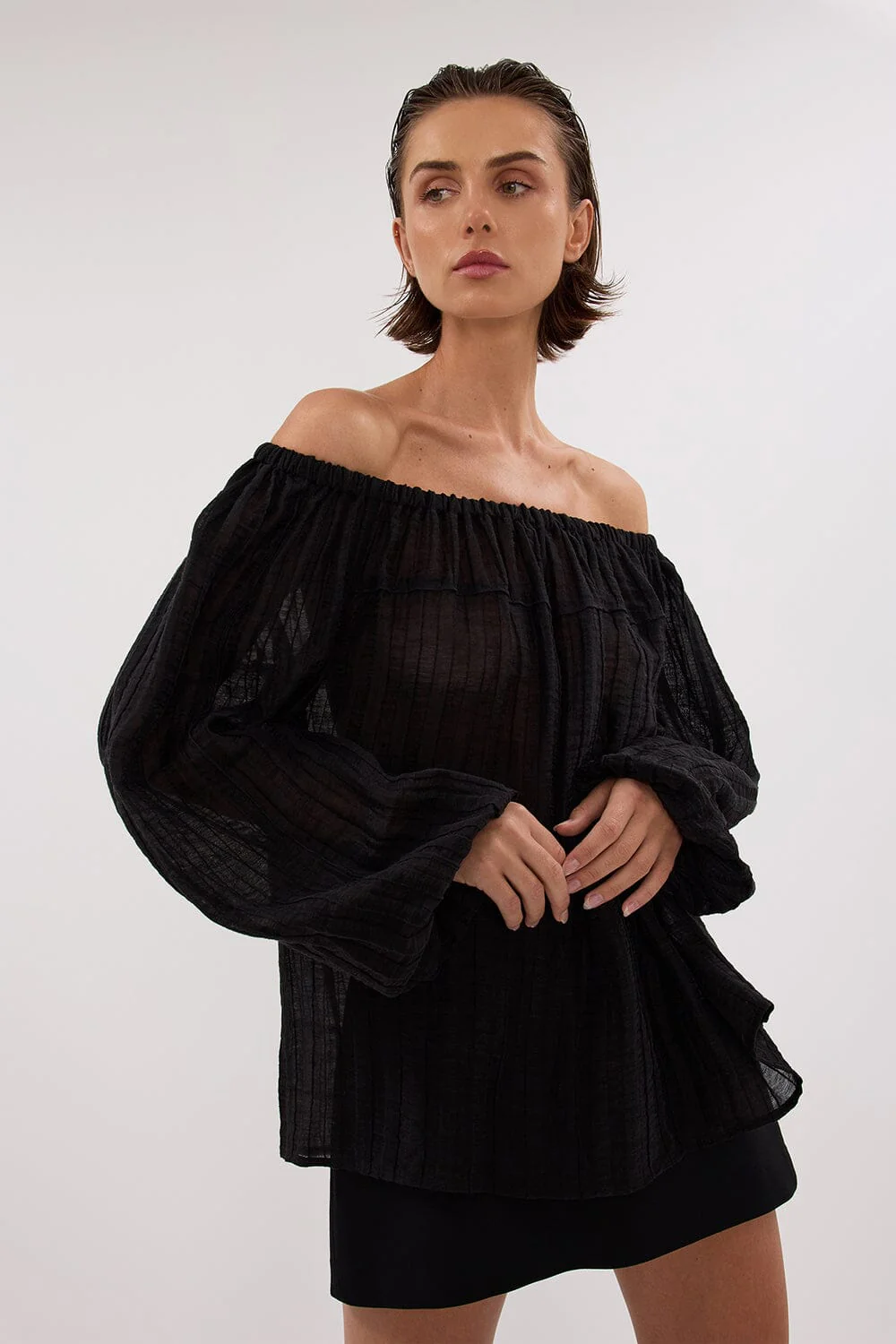 TAHITI BLACK LONG SLEEVE TOP - Image 2
