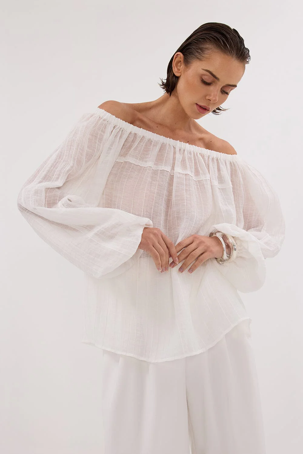 TAHITI WHITE LONG SLEEVE TOP - Image 2